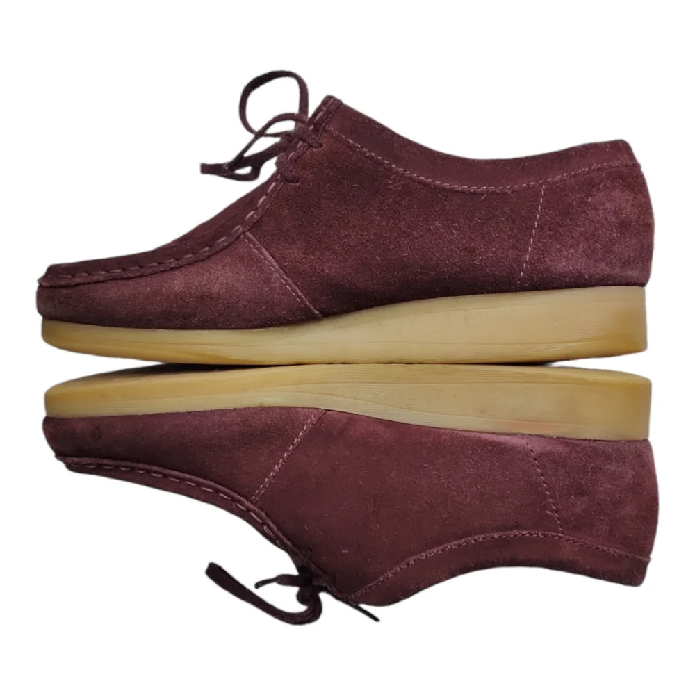 Clarks Originals Wallabee Low Burgundy Suede Moc Toe Shoes